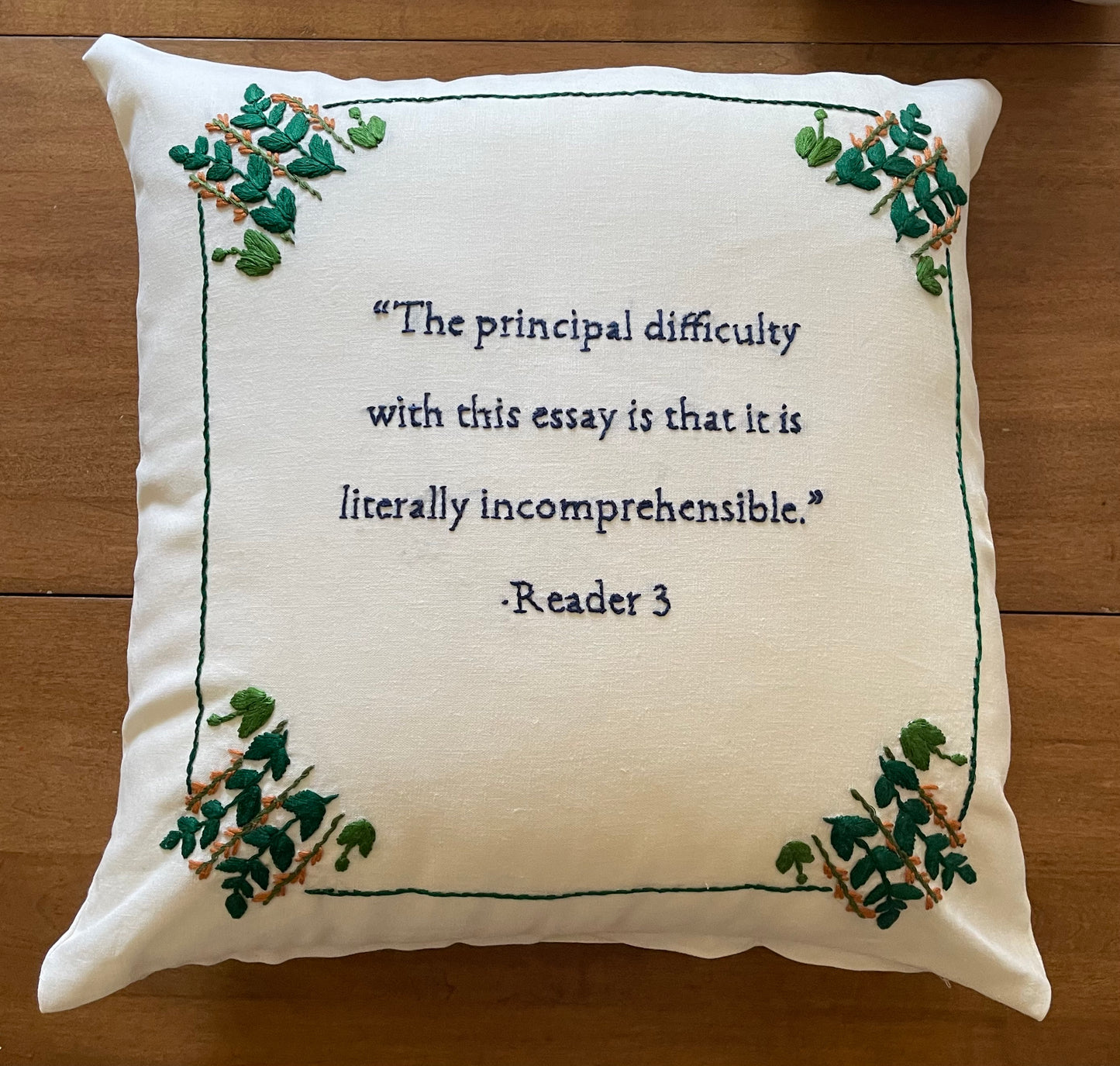 Custom Listing for Karen | 16 x 16 Hand Embroidered Pillow (2 Sides)