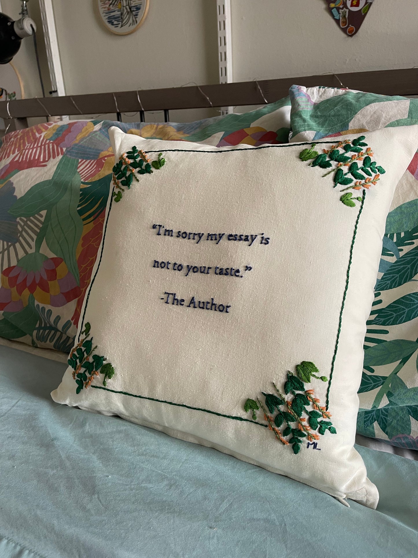 Custom Listing for Karen | 16 x 16 Hand Embroidered Pillow (2 Sides)