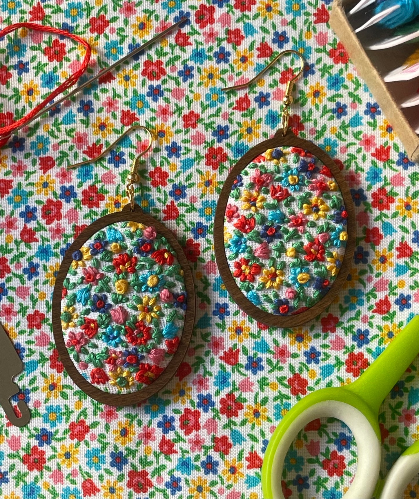 The Chasity | Bright Vintage Multicolor Floral Dangles