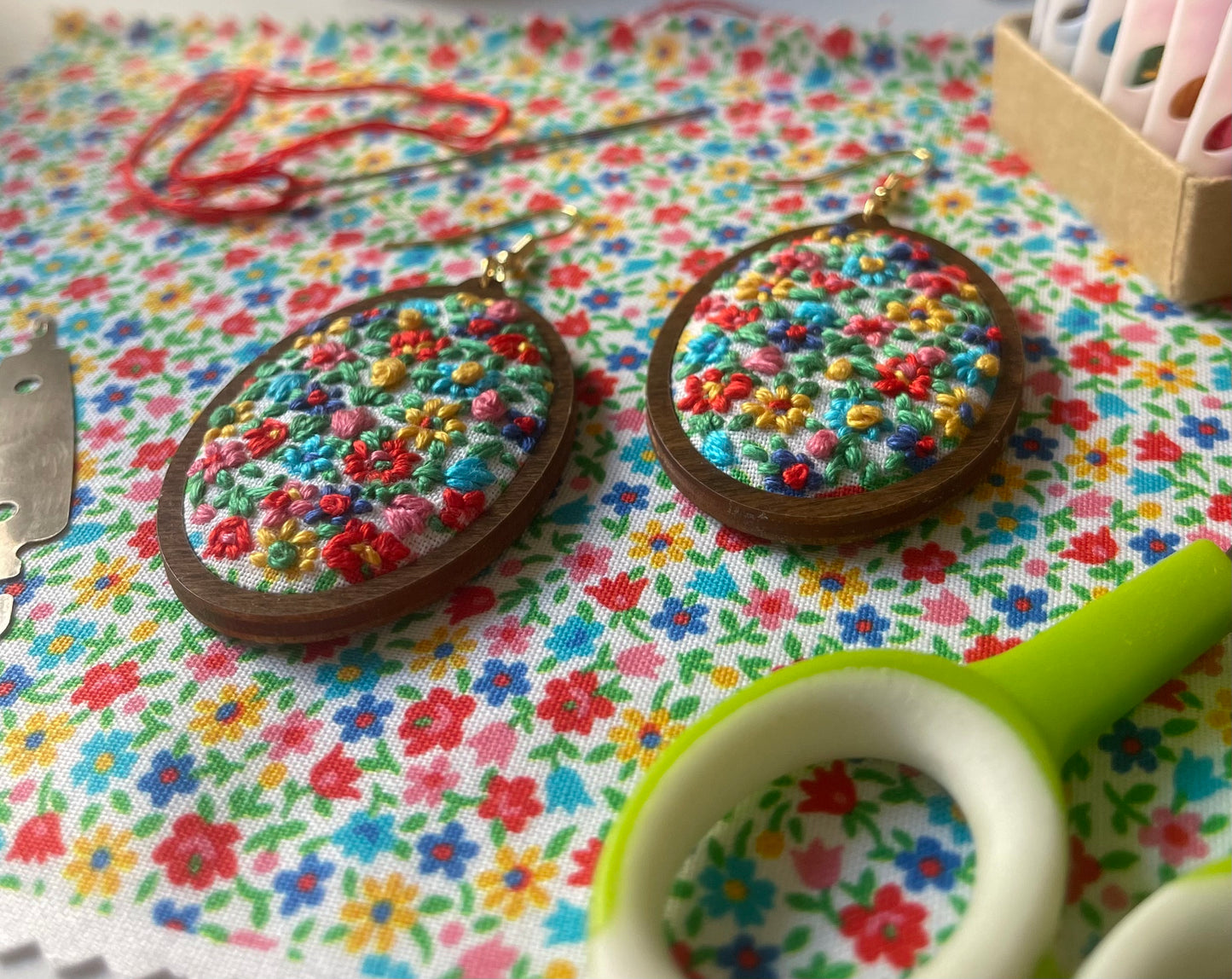 The Chasity | Bright Vintage Multicolor Floral Dangles