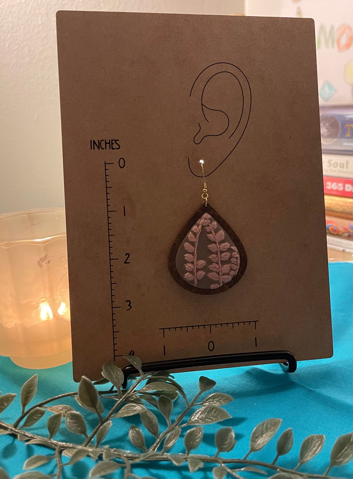 The Amber | Pink & Gray Fern Leaf Dangles