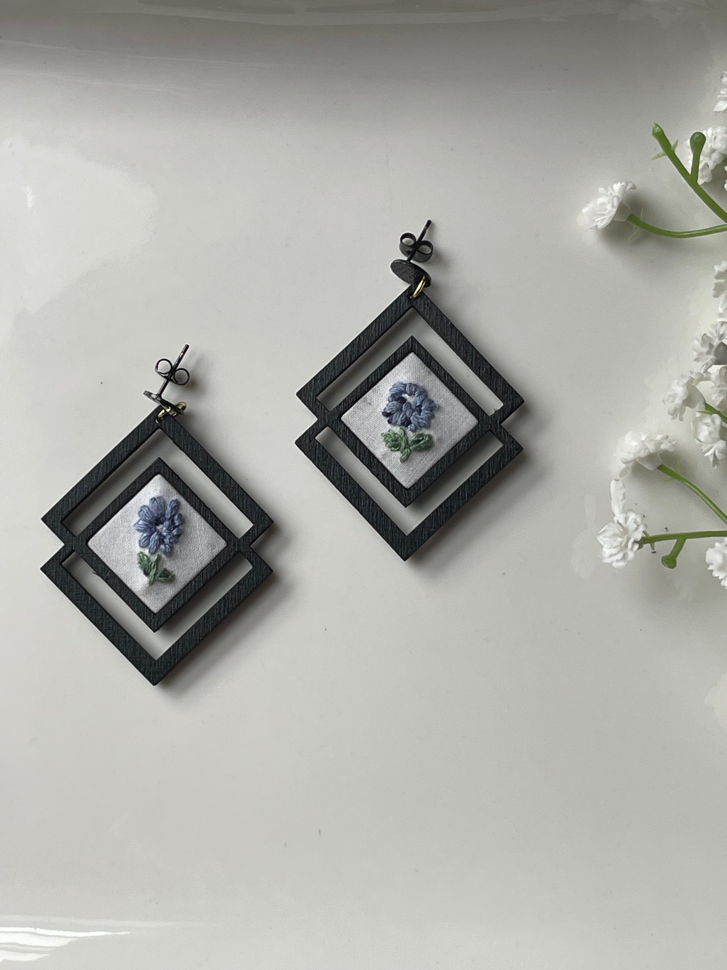 The Tiana | Petite Blue Flower Dangles
