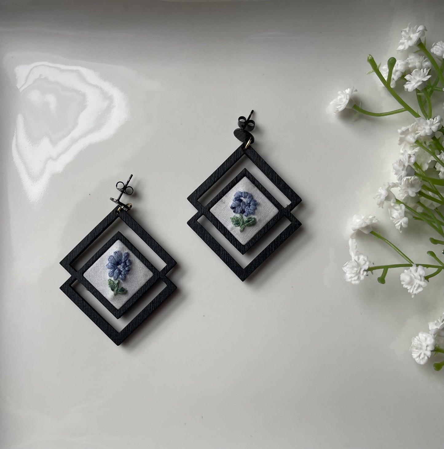 The Tiana | Petite Blue Flower Dangles