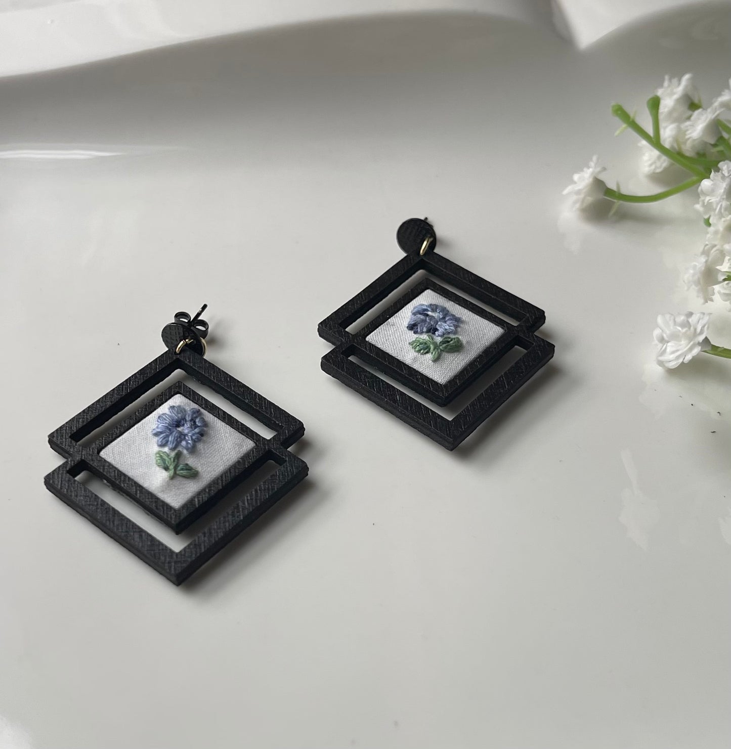 The Tiana | Petite Blue Flower Dangles