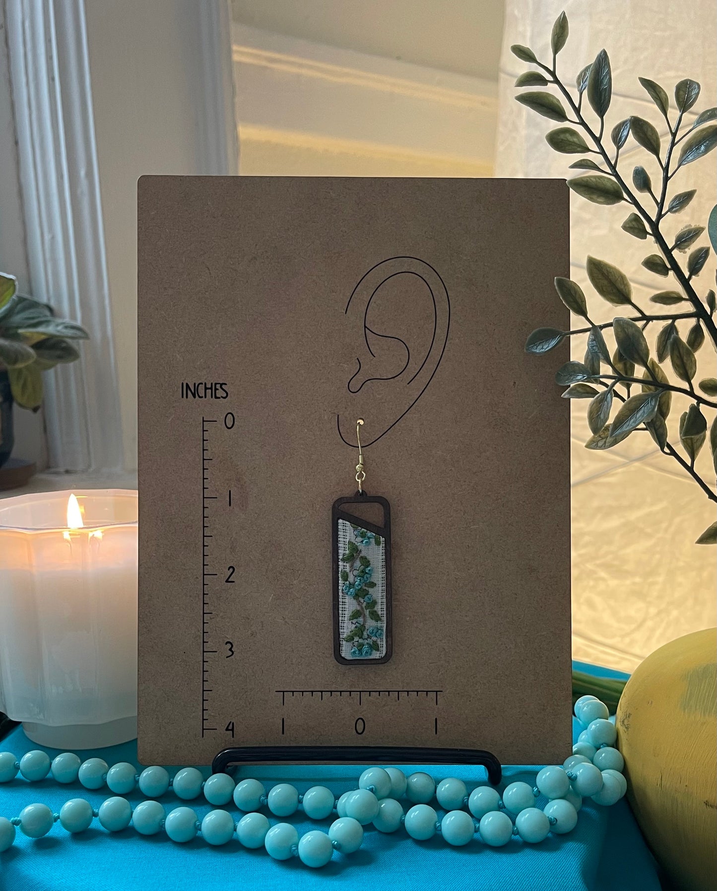 The Veronica | Green Leaf & Petite Blue Floral Dangles