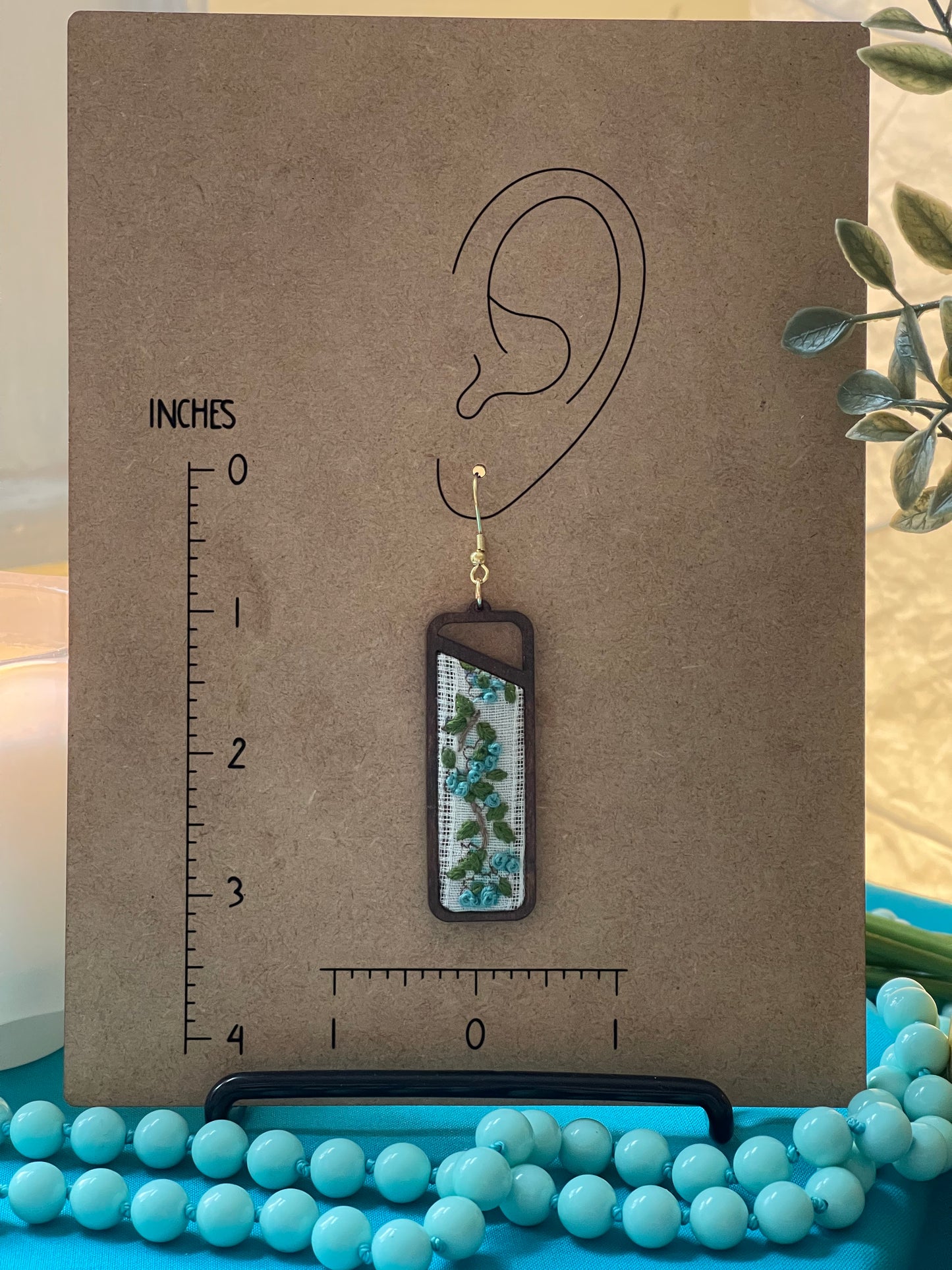 The Veronica | Green Leaf & Petite Blue Floral Dangles
