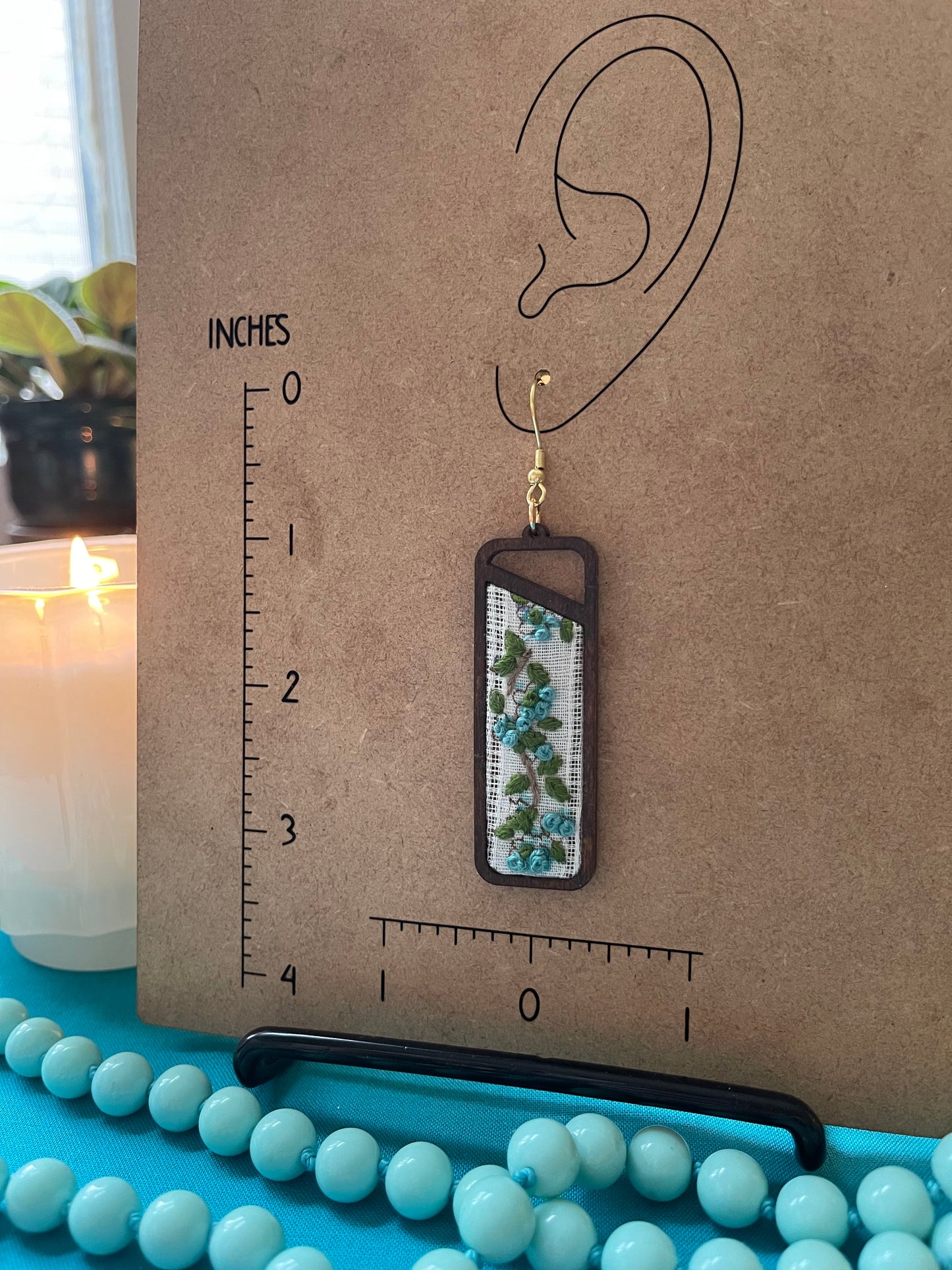The Veronica | Green Leaf & Petite Blue Floral Dangles