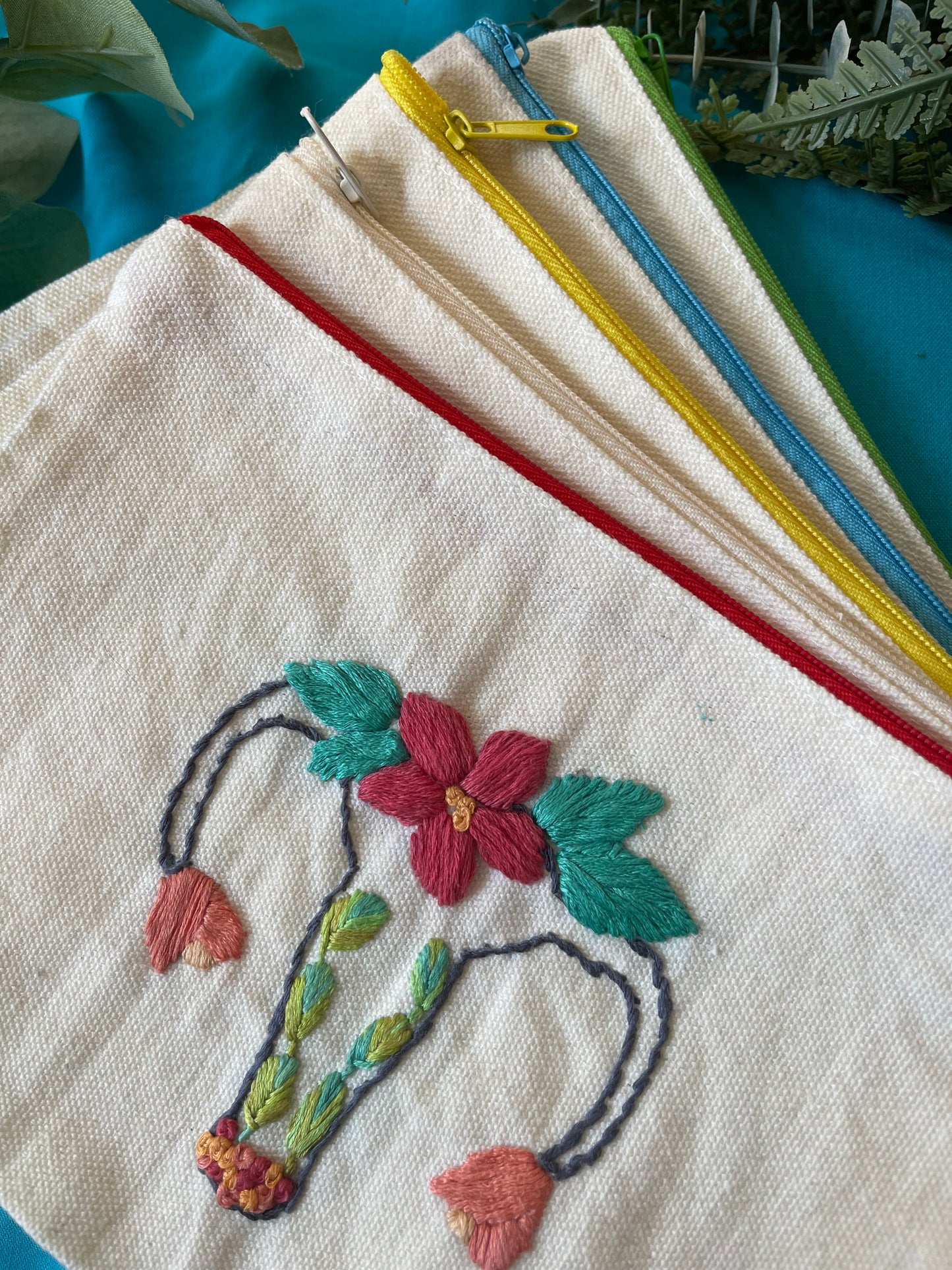 Blooming Uterus | Embroidered Canvas Zipper Pouch