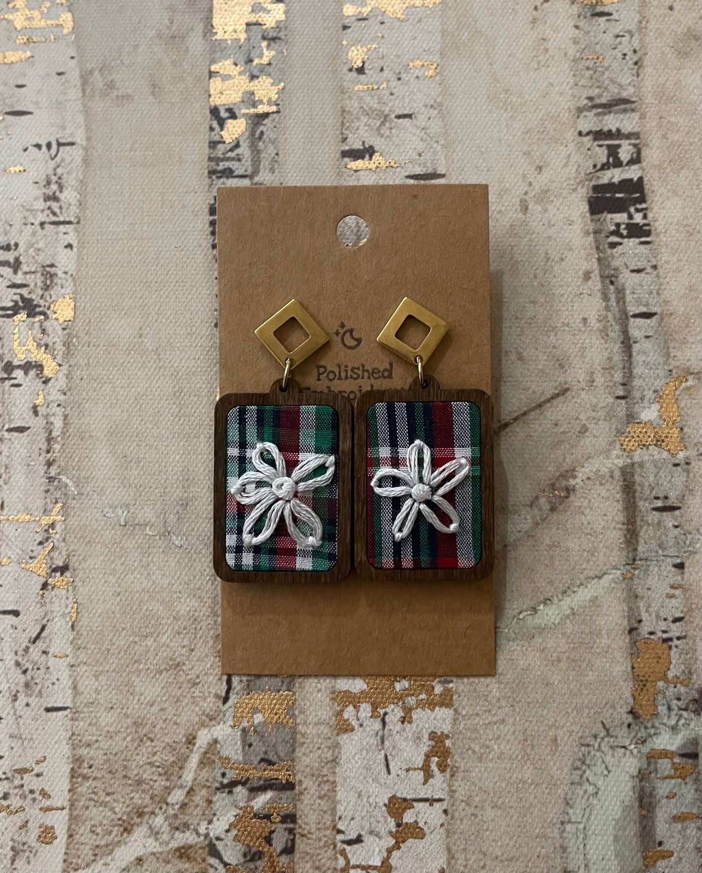 The Deb | Flower & Plaid Dangles