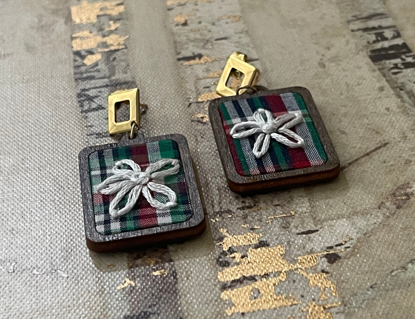 The Deb | Flower & Plaid Dangles