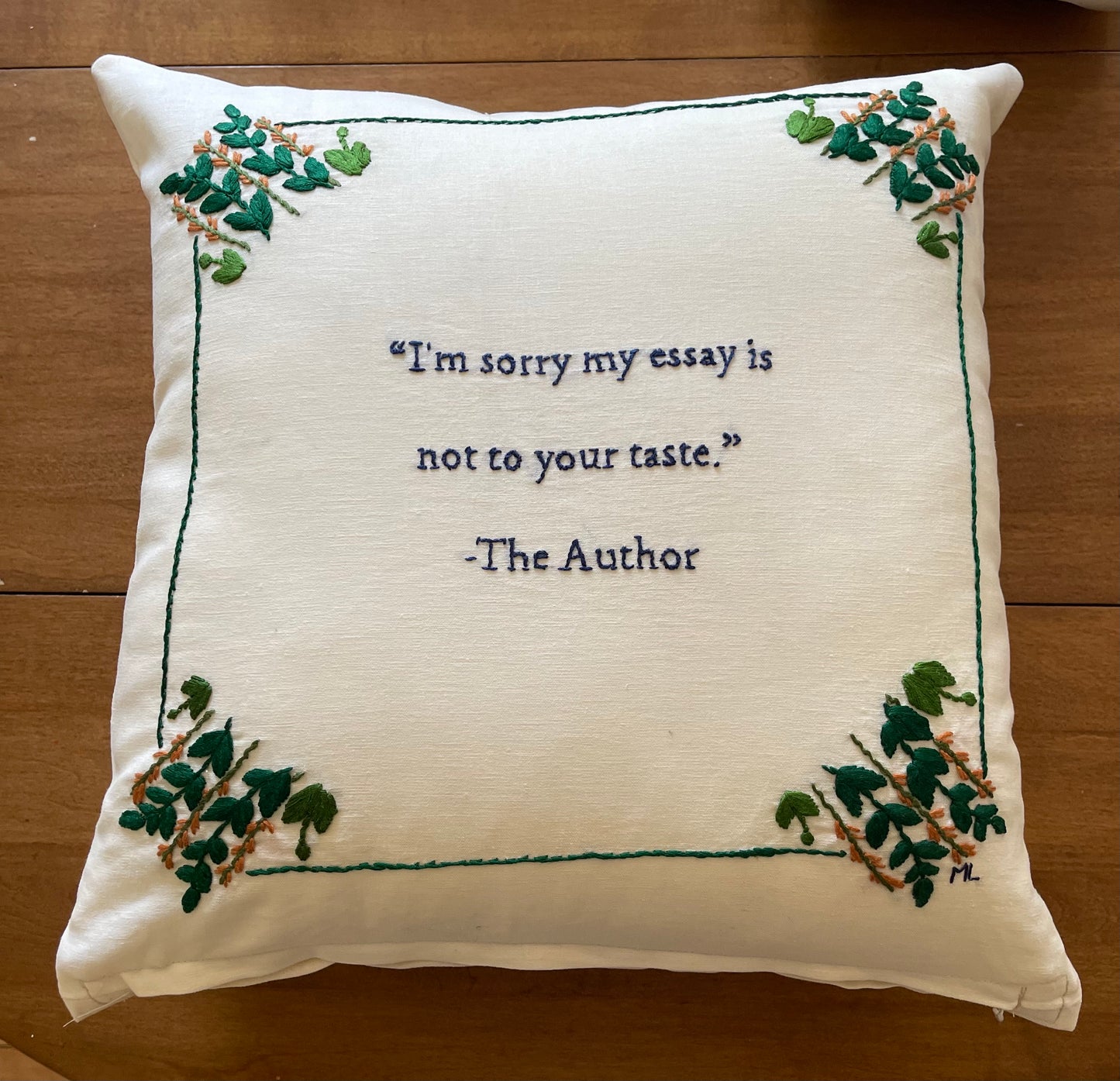 Custom Listing for Karen | 16 x 16 Hand Embroidered Pillow (2 Sides)