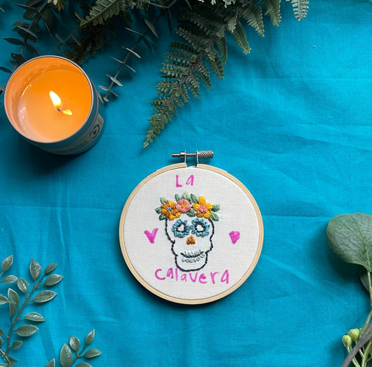 Floral Crowned Calavera | 4" Embroidery Pattern Kit