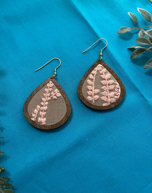 The Amber | Pink & Gray Fern Leaf Dangles