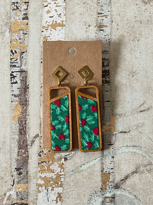 The Anna | Holly & Hearts Fabric Scrap Earrings