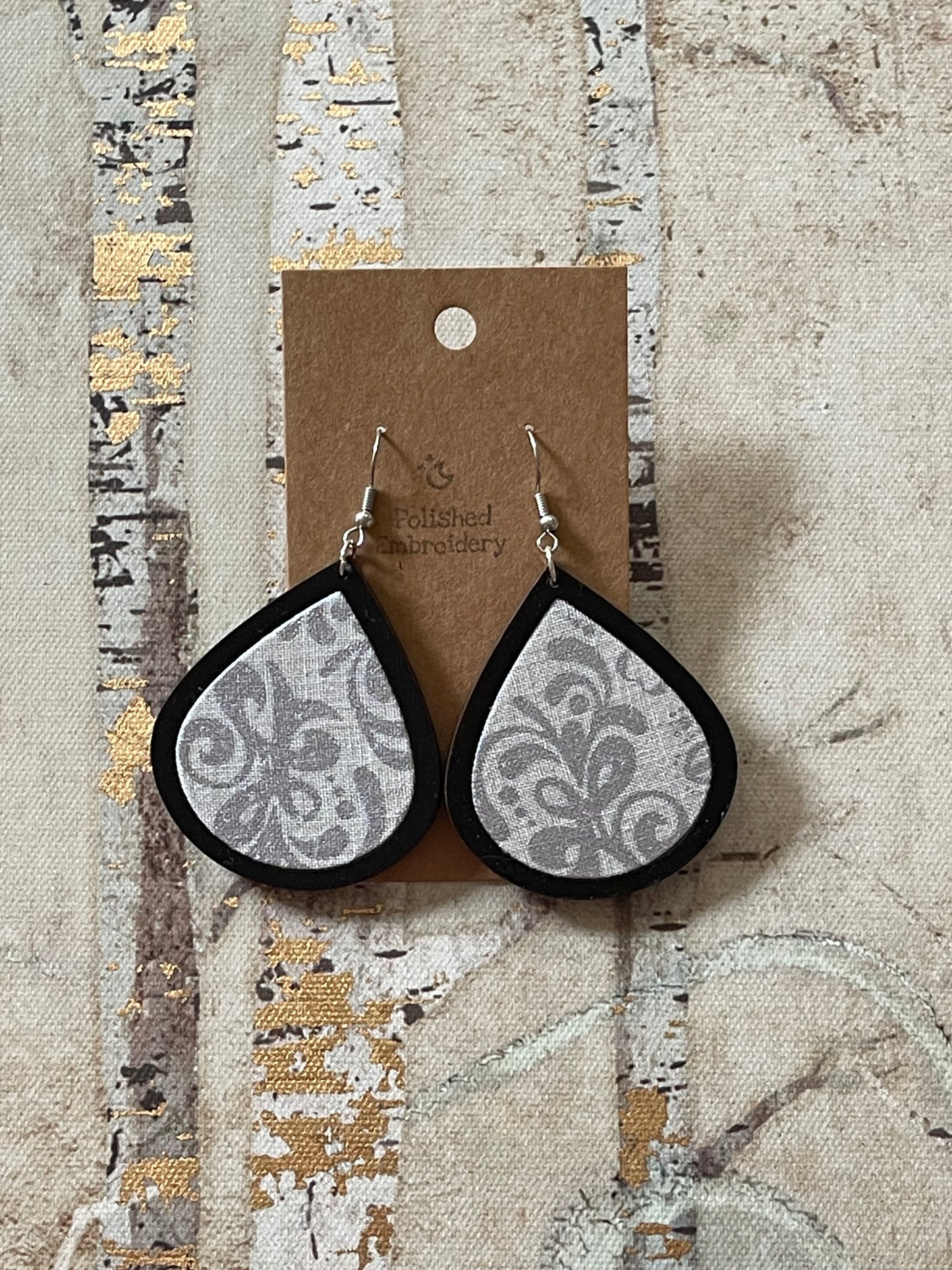 The Elsa | Winter Swirl Fabric Scrap Earrings