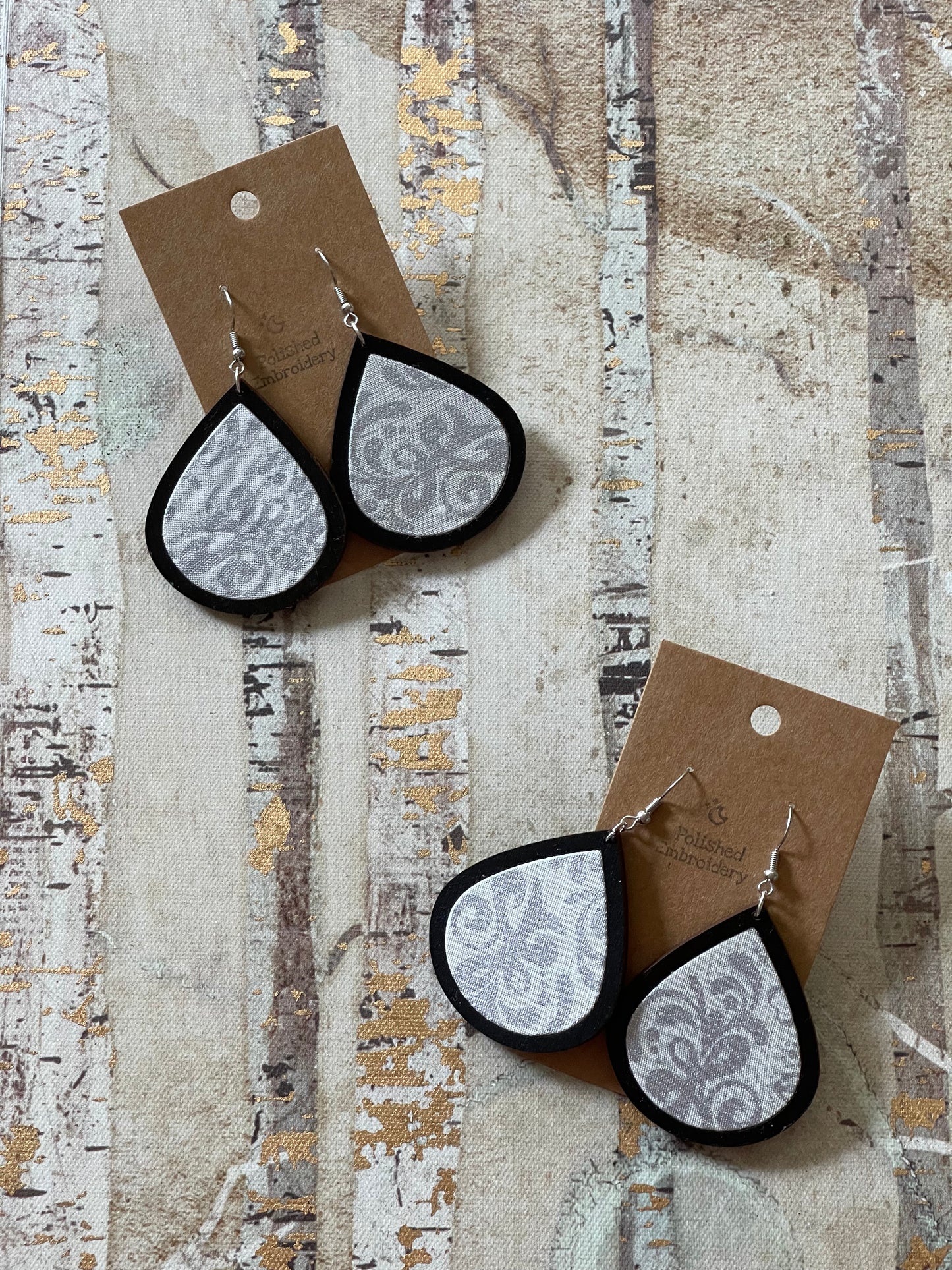 The Elsa | Winter Swirl Fabric Scrap Earrings