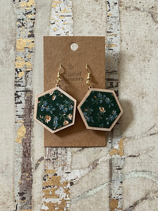 The Katie | Hexagon Fabric Scrap Earrings