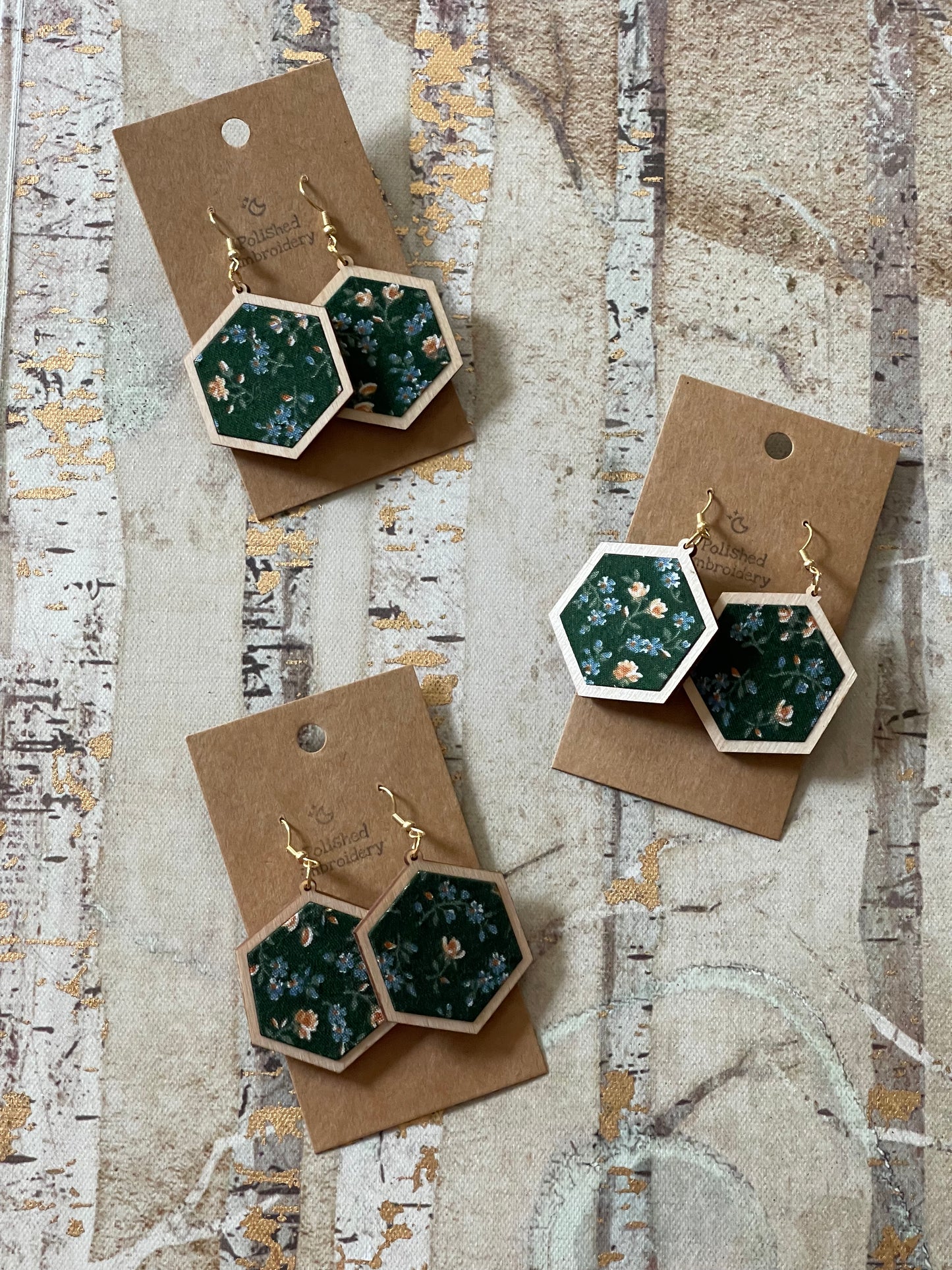 The Katie | Hexagon Fabric Scrap Earrings